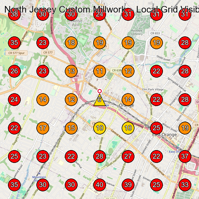 North Jersey Custom Millwork GeoGrid visibility map for Cabinet Maker in Verona